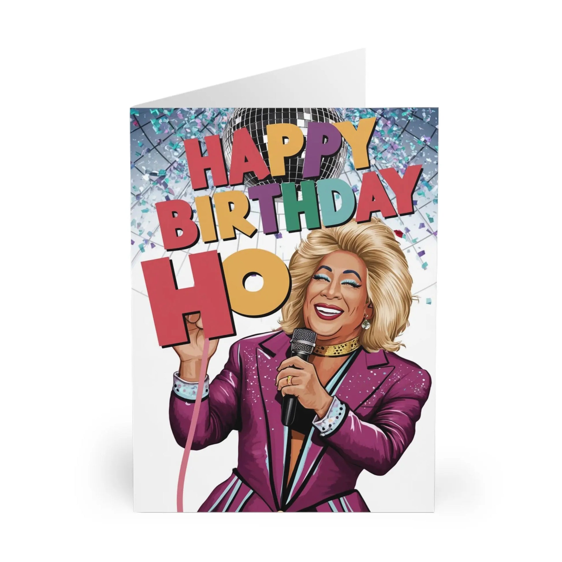 Close up of Birthday Card Happy Birthday You Ho! Drag Queen Card