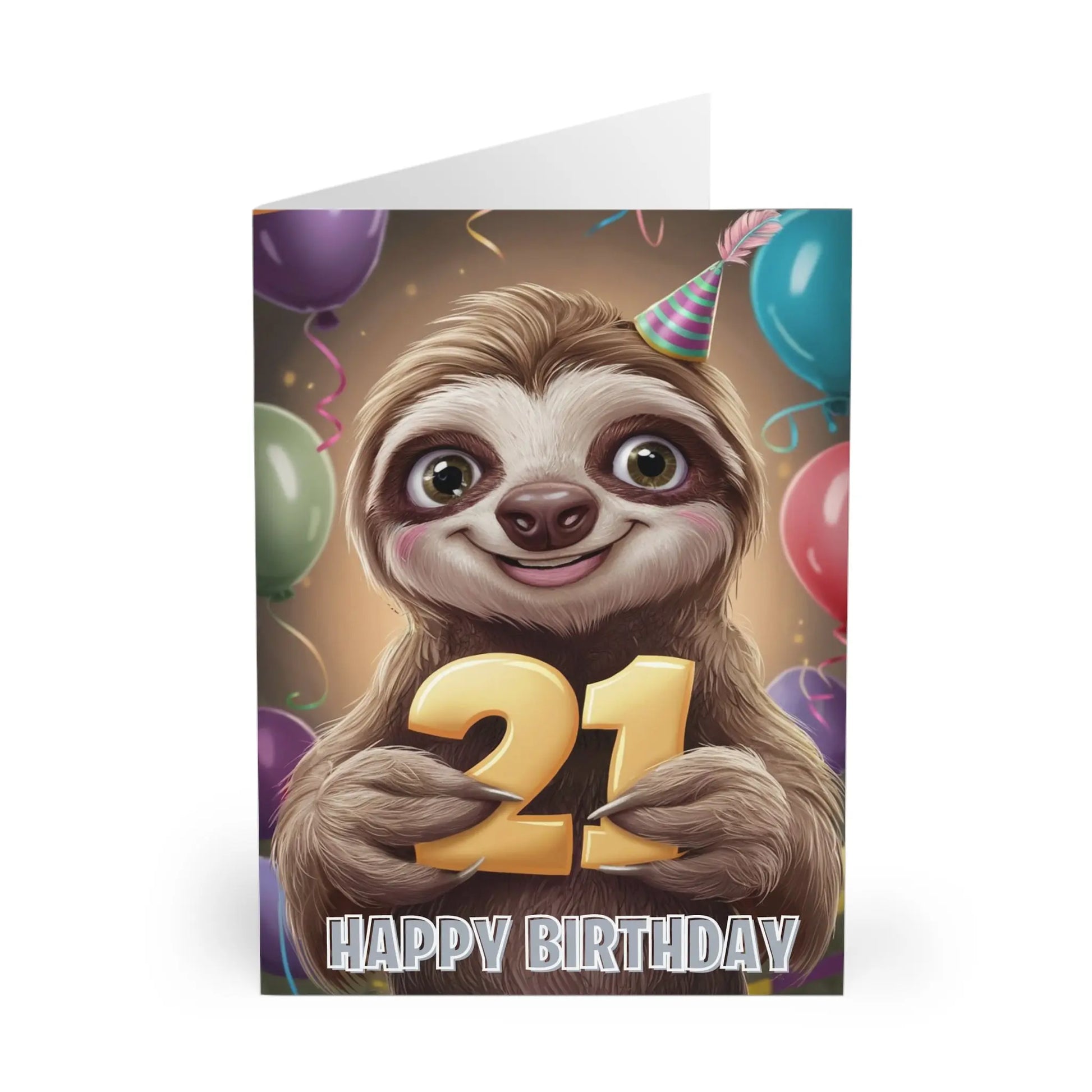 Happy 21st Birthday Card Cute Sloth 30th