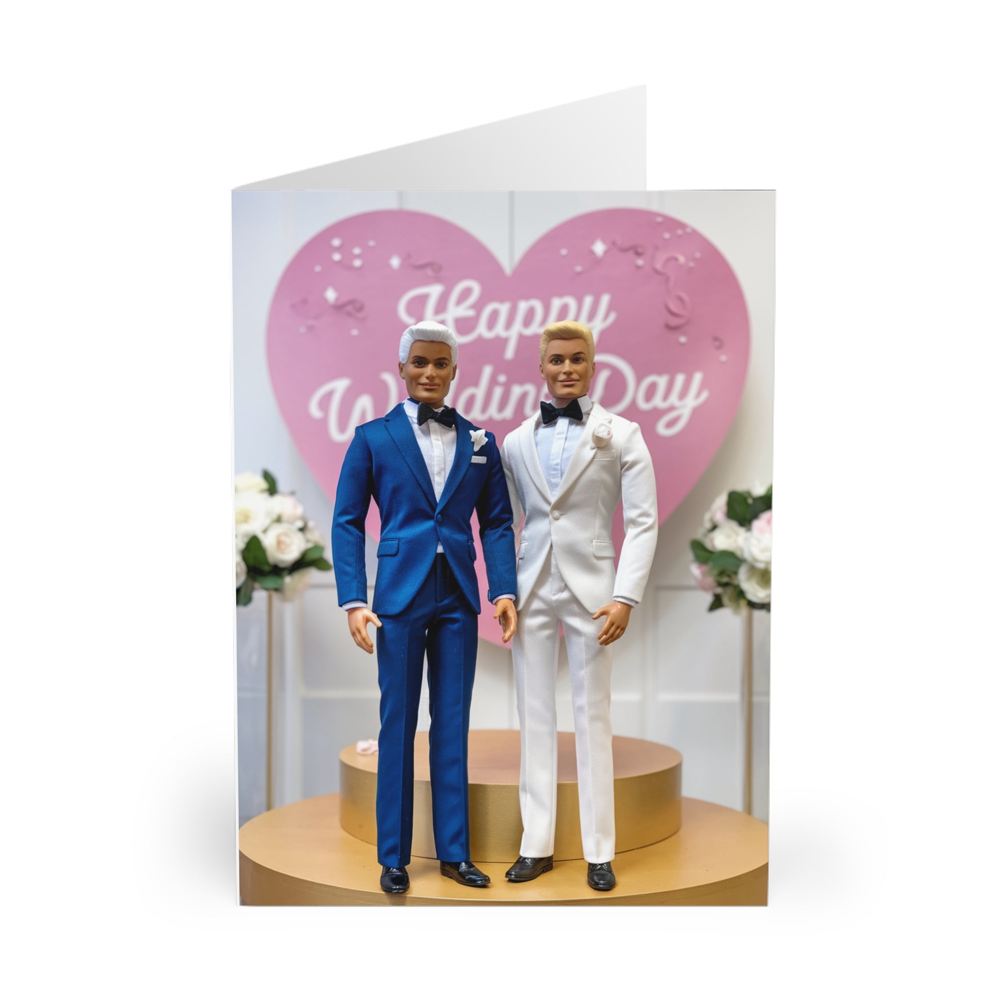 Gay Wedding Card Happy Wedding Day Heart Dolls - Gifty Print