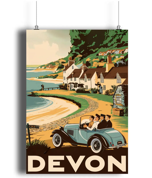 Vintage Travel Poster Wall Art Print Devon UK