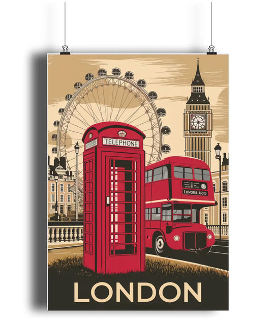 Vintage Travel Poster Wall Art Print London City UK