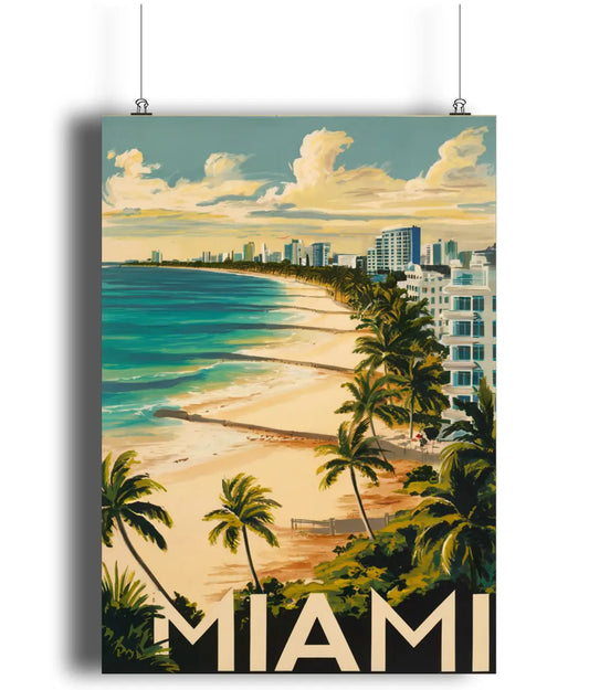 Vintage Travel Poster Wall Art Print Miami Beach USA