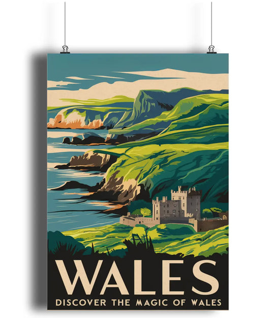 Vintage Travel Poster Wall Art Print Wales United Kingdom