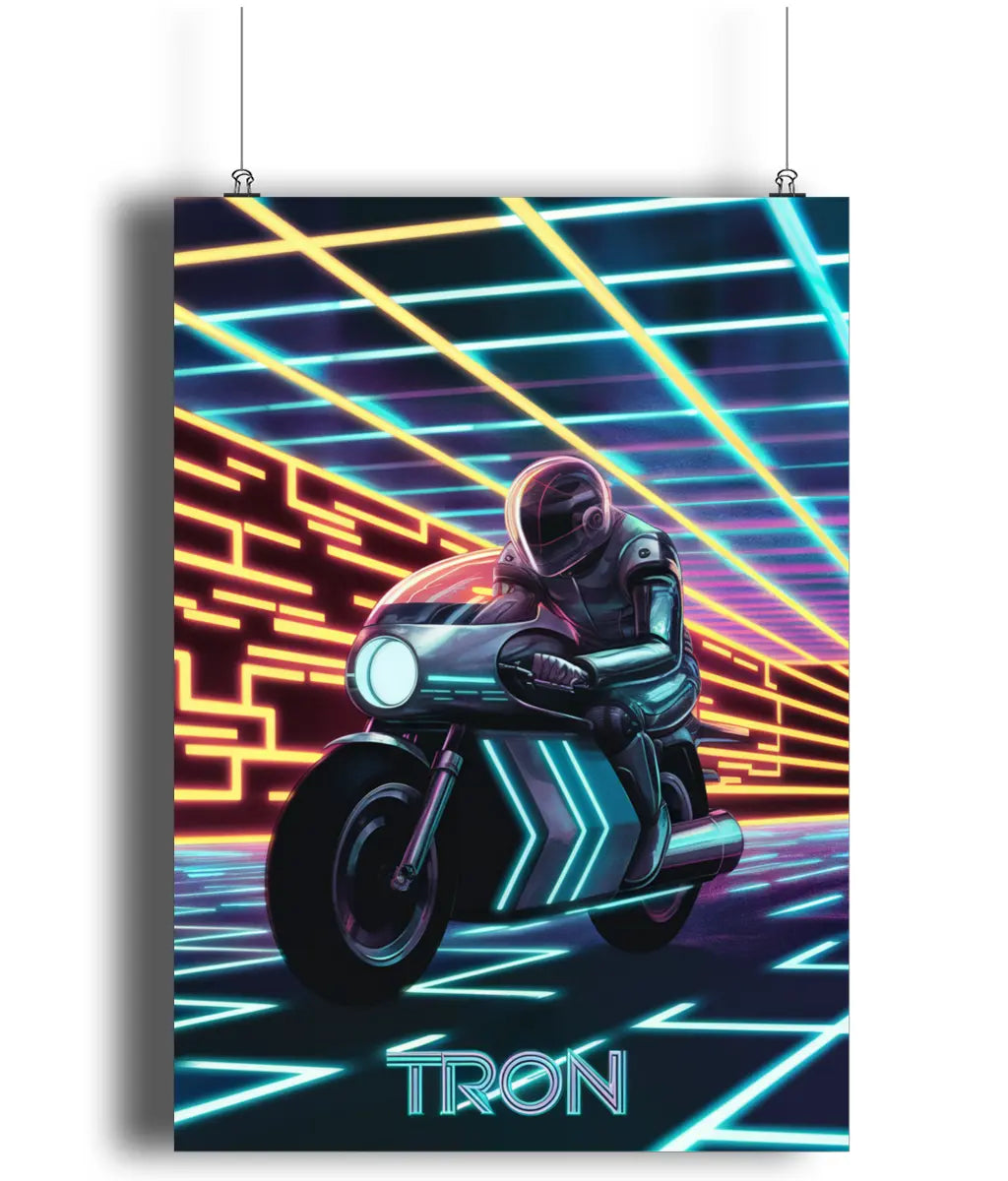 Wall Art Poster Print Tron Movie Inspired Neon Bike