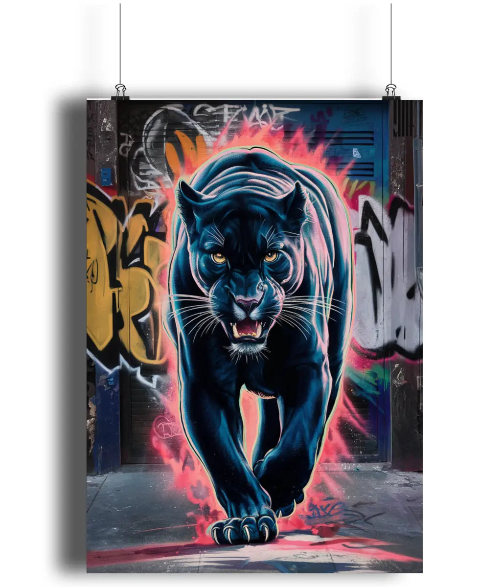 Wall Art Print Fierce Graffiti Background Panther Modern Art