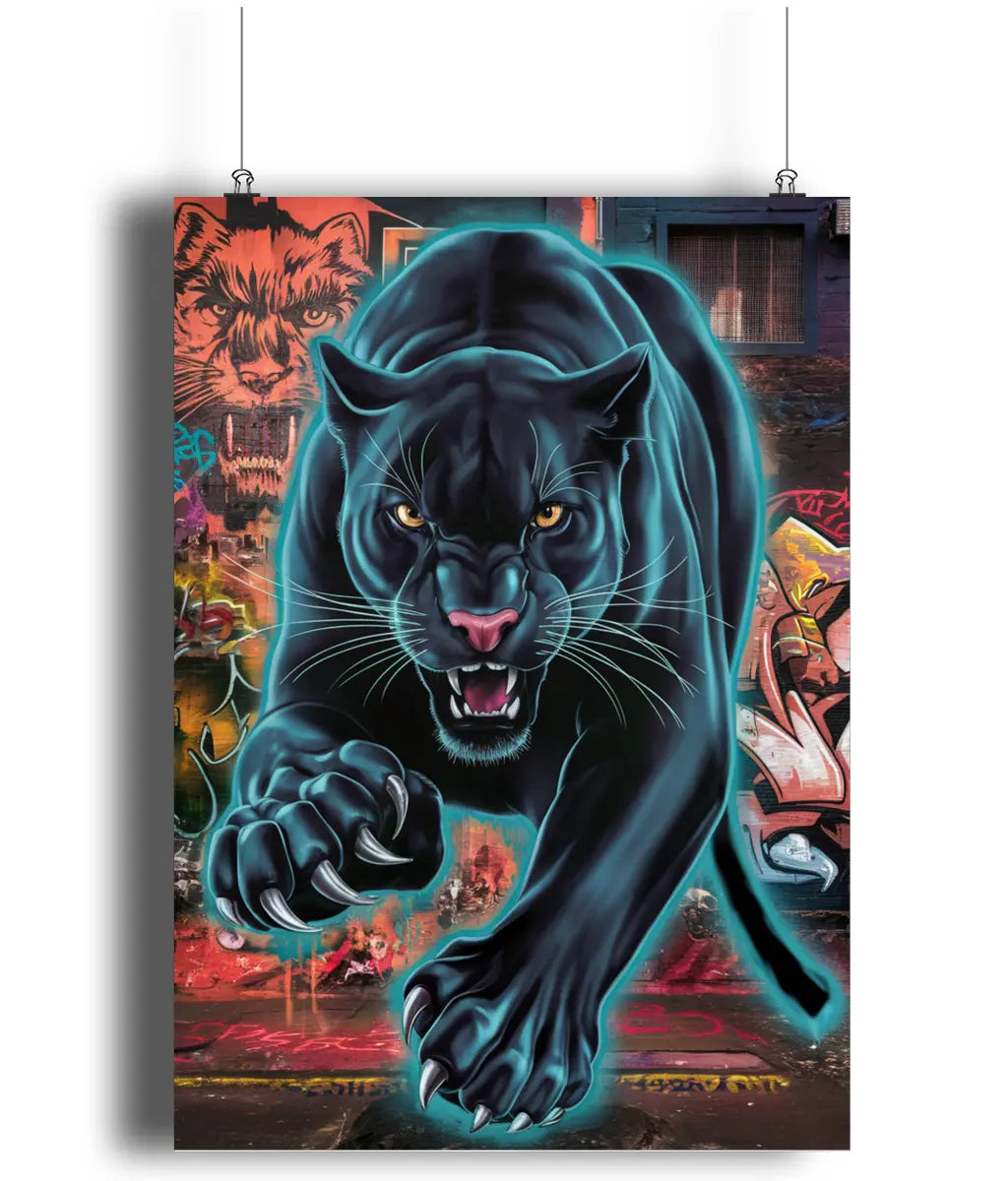 Wall Art Print Fierce Graffiti Panther Modern Art