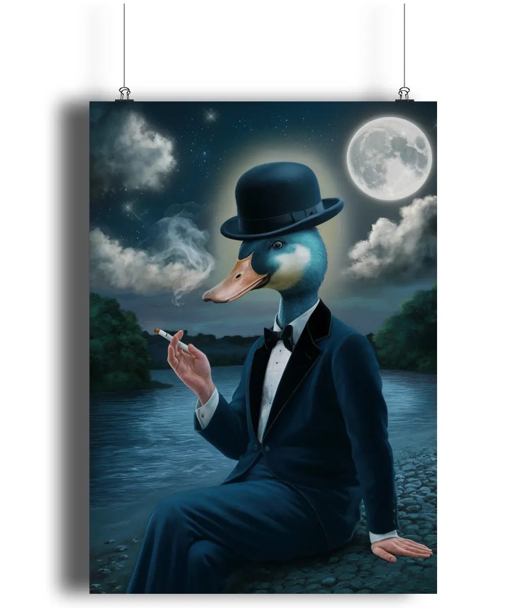 Wall Art Print Sophisticated Duck Sitting In The Moonlight