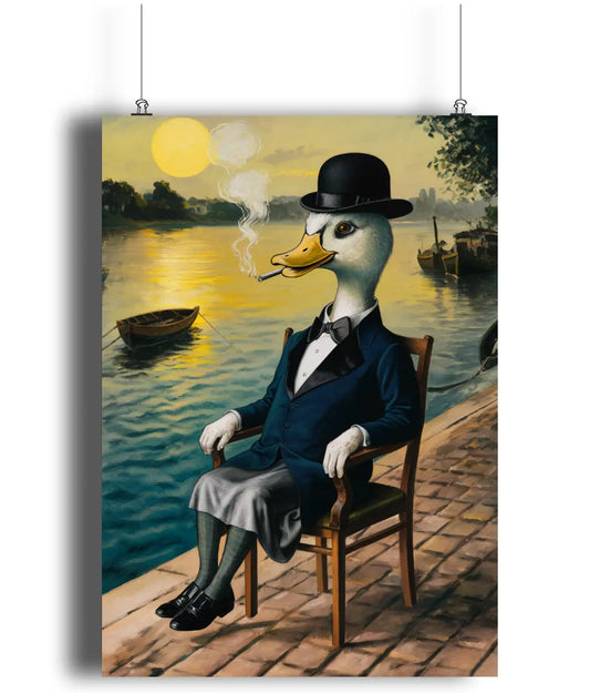 Wall Art Print The Riverside Bowler Hat Duck