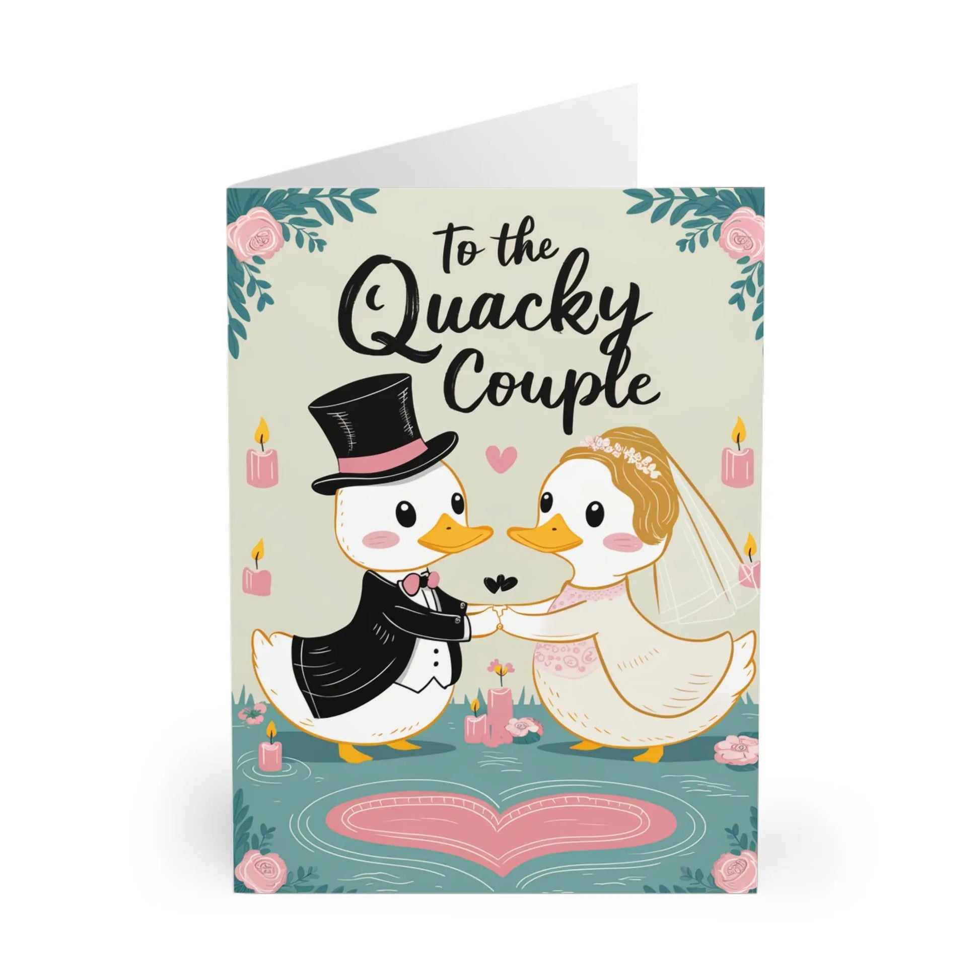 front Wedding Card Ducks To The Quacky Couple