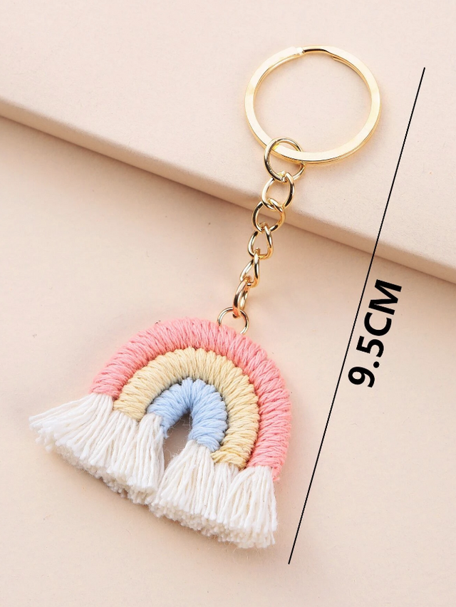 Rainbow Tassels Woollen Keyring Key Charm