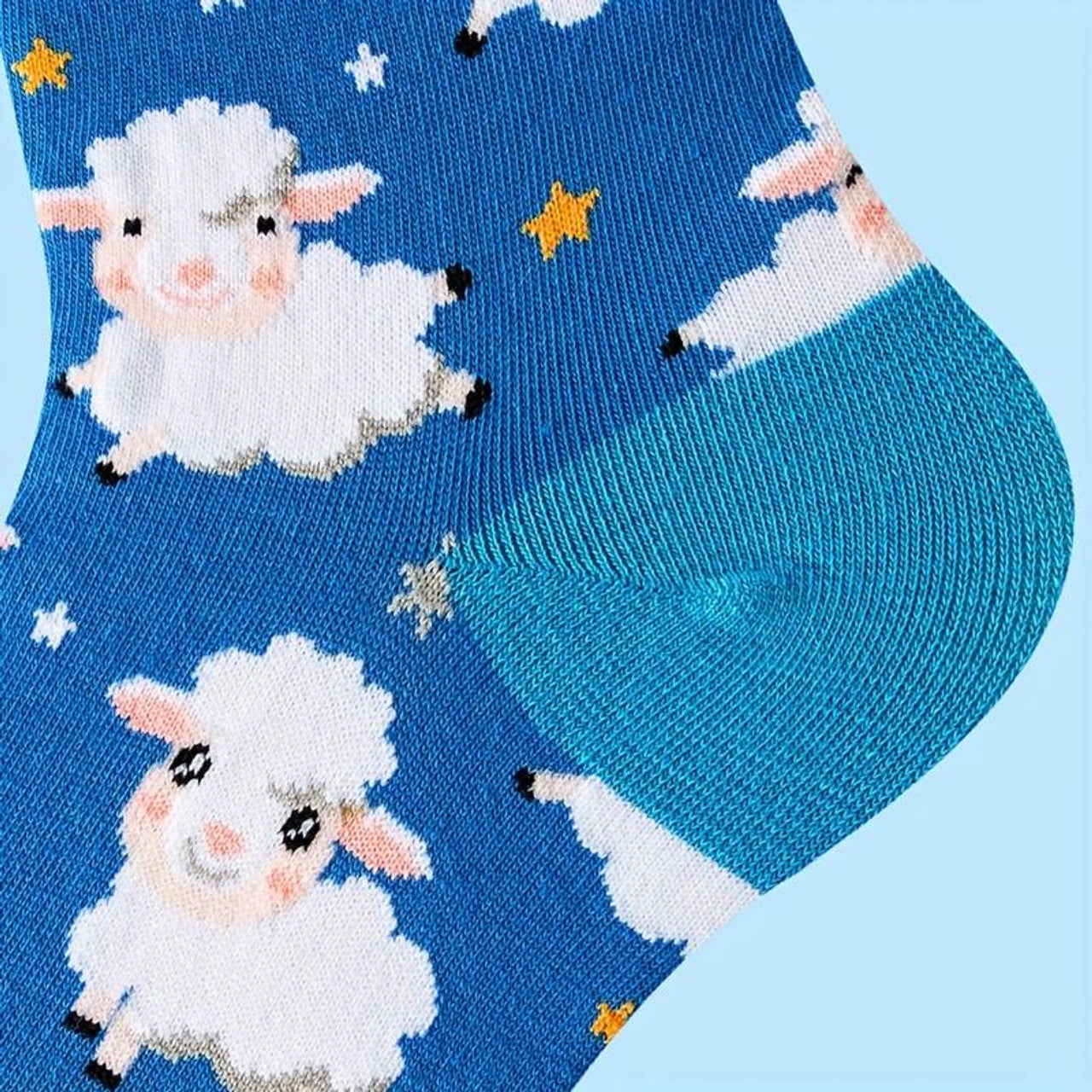 Women's Cute Blue Cartoon Sheep Novelty Gift Socks