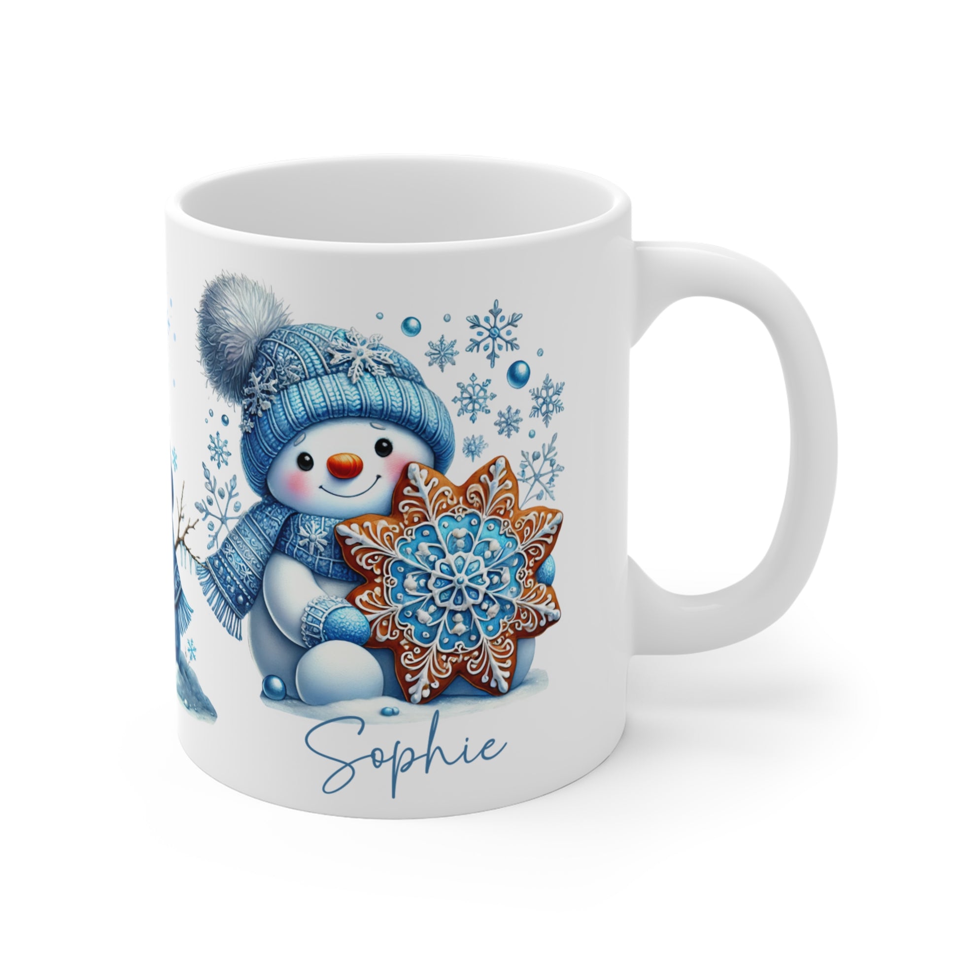 Children's Christmas Cup Snowmen Personalised Mug right