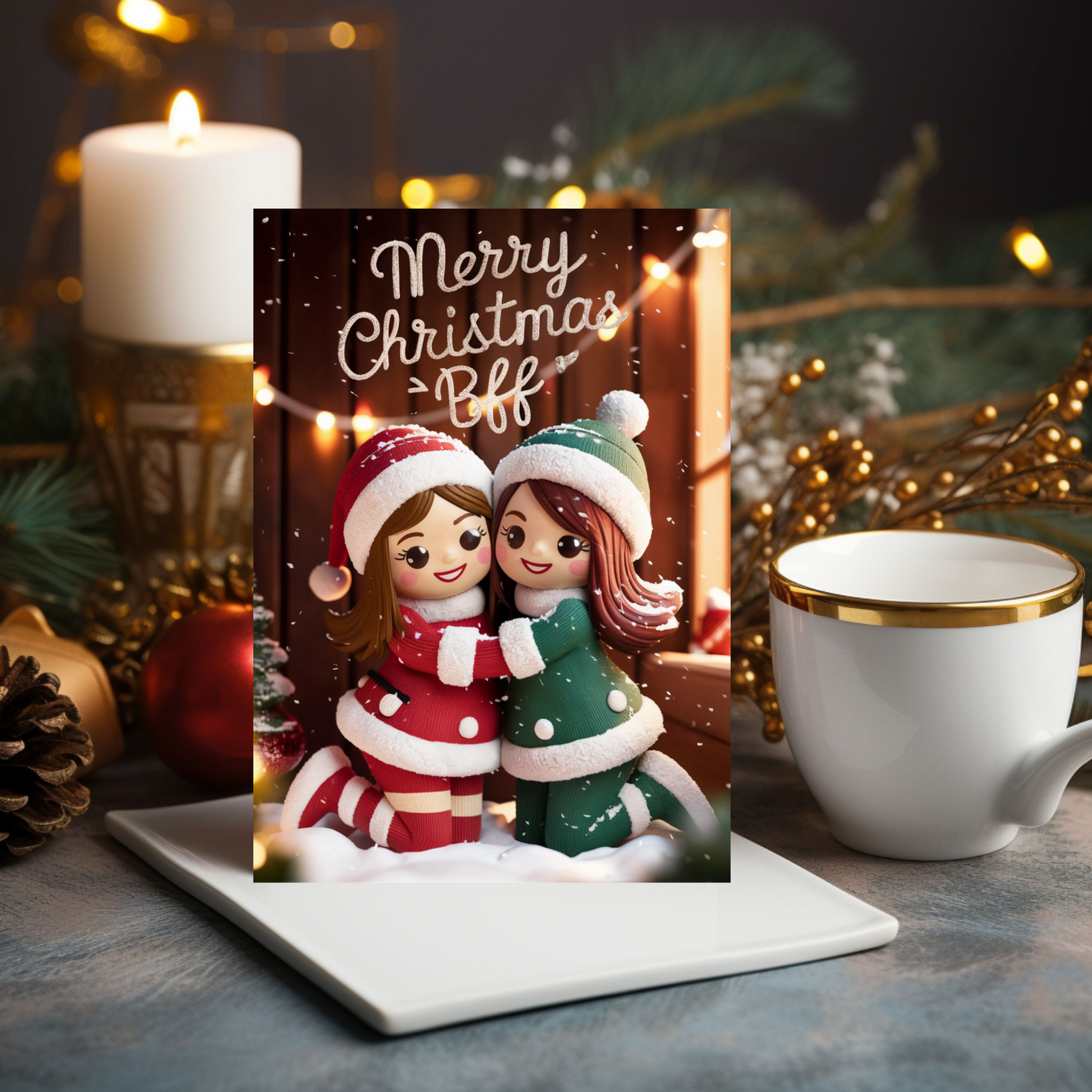 Merry Christmas Bestie Best Friends Christmas Card