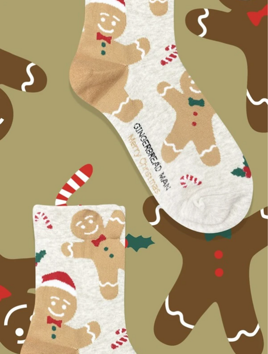 Ladies Christmas Gingerbread Men Novelty Gift Socks