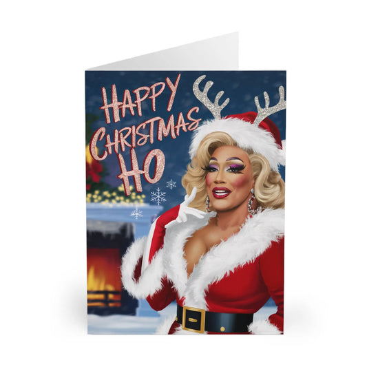 front of Christmas Card Drag Queen Santa Happy Christmas Ho Ho ho