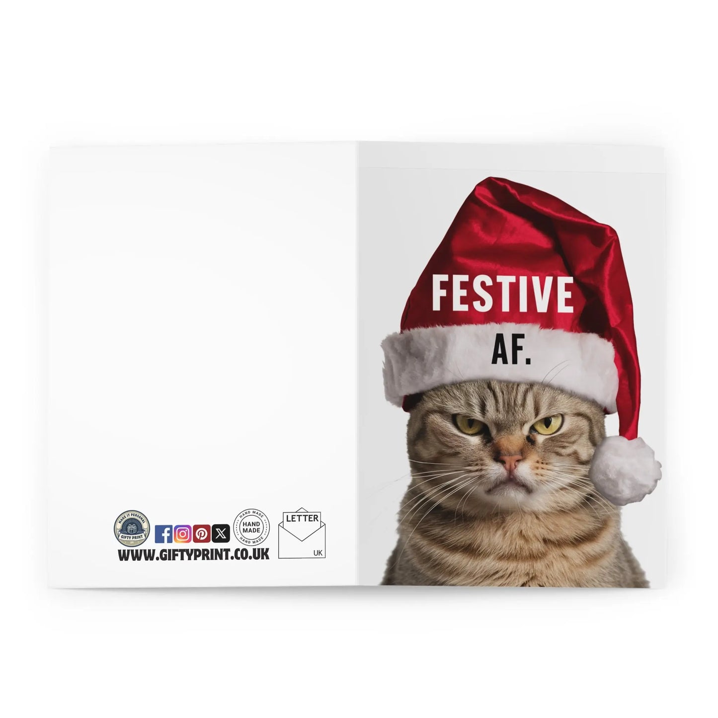 open view of Christmas Card Grumpy Cat Festive AF