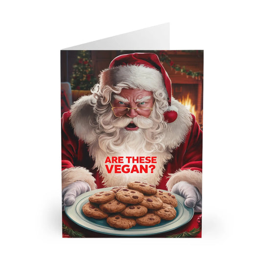 front of Christmas Card Santa & Cookies Are These Vegan