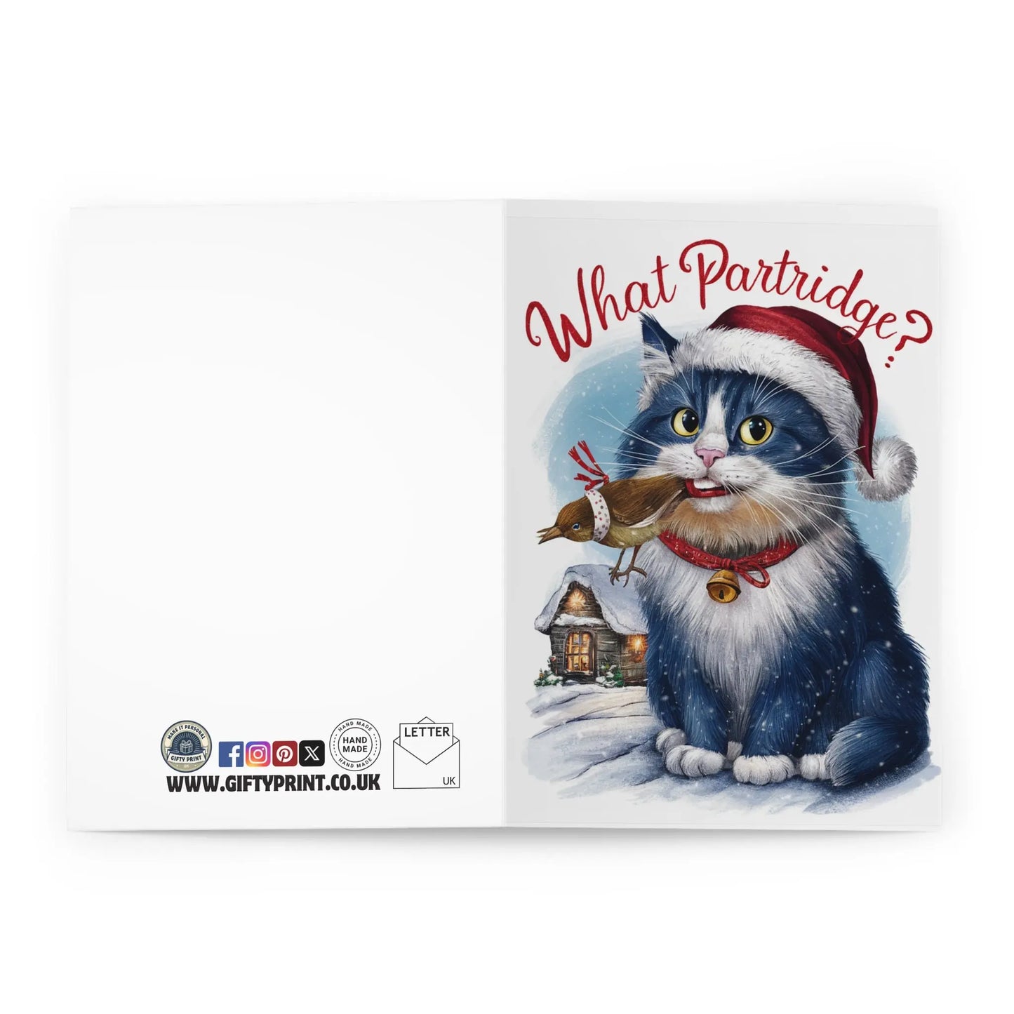 open view of Christmas Card What Partridge Cat Ate It