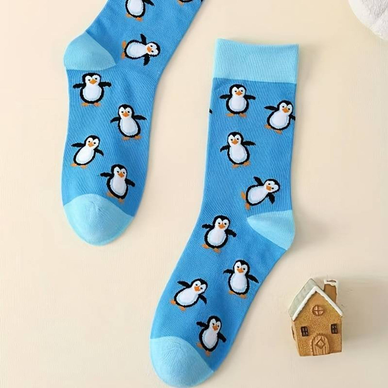 Unisex Cute Blue Penguins Socks Novelty Gift Socks