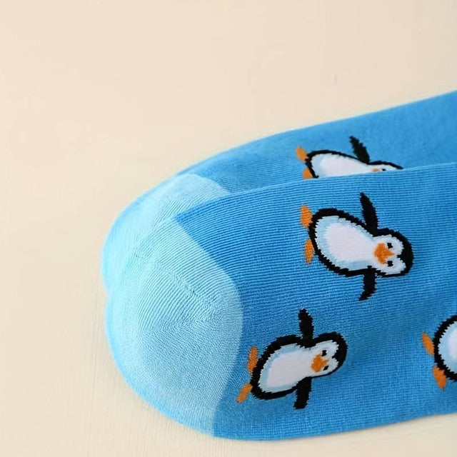 Unisex Cute Blue Penguins Socks Novelty Gift Socks