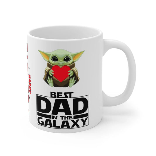 side view of Fathers Day Mug Baby Yoda Best Dad In The Galaxy