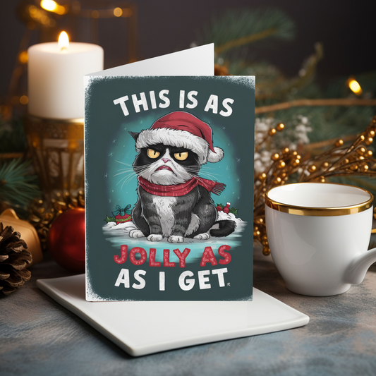 Funny Christmas Card Grumpy Cat This is As jolly As I Get