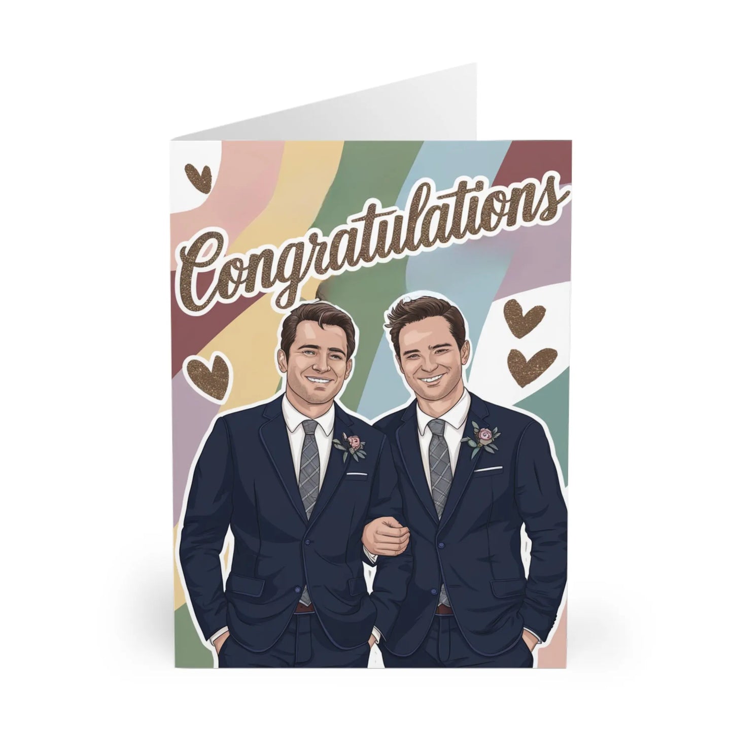 front Gay Wedding Card Groom & Groom Congratulations