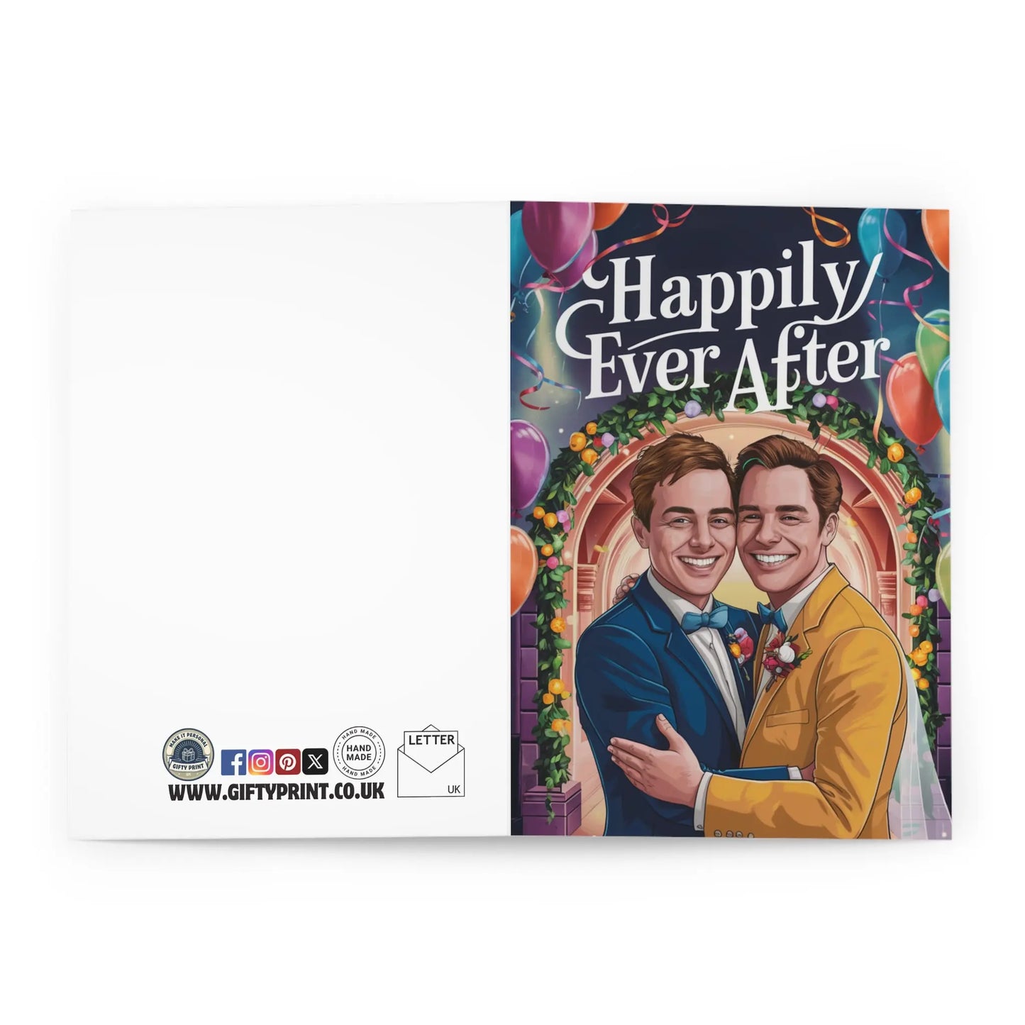 Gay Wedding Card Grooms Happily Ever After Gifty Print