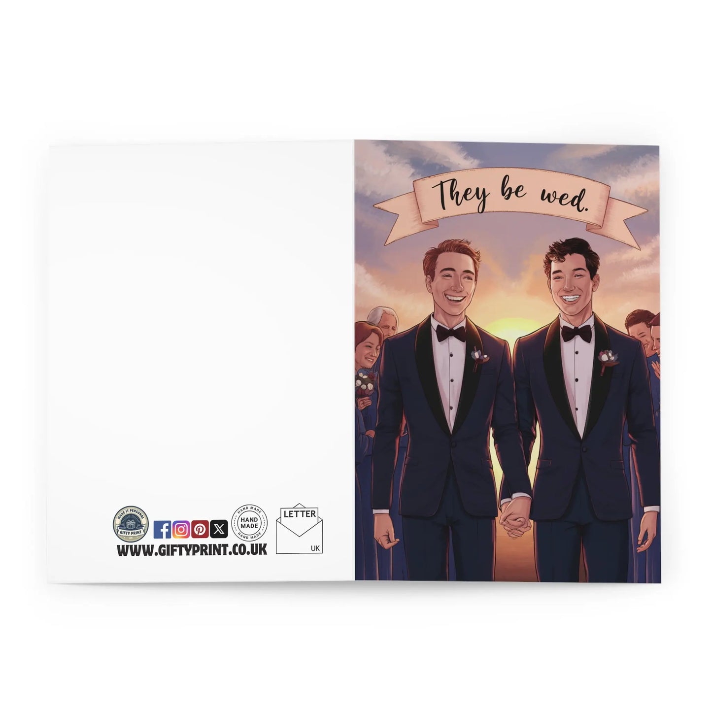 open view of Gay Wedding Card They Be Wed Grooms