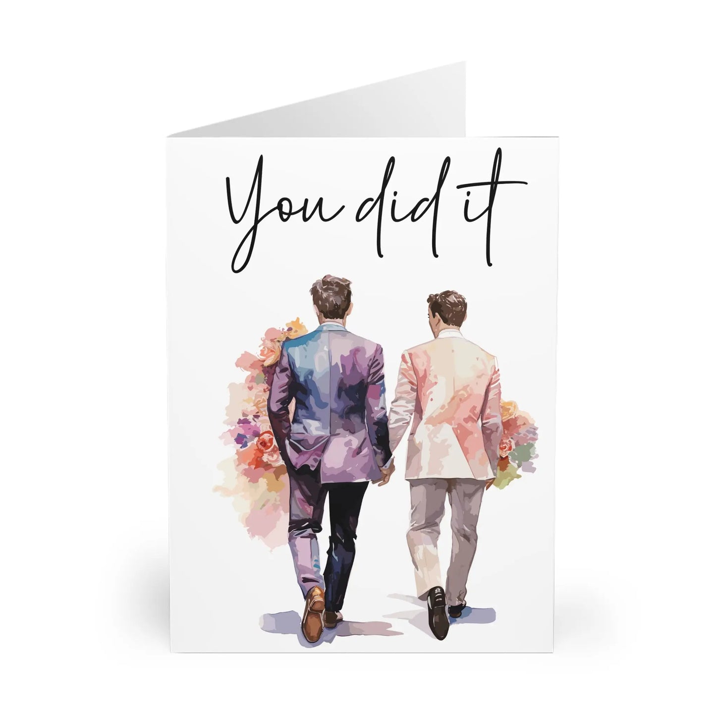 Gay Wedding Card You Did It Watercolour Men