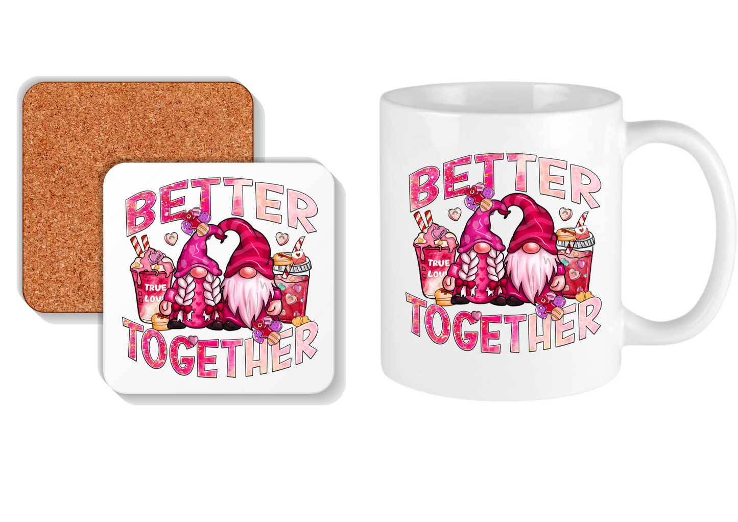 Valentines Gift Coaster & Mug Better Together Gonks