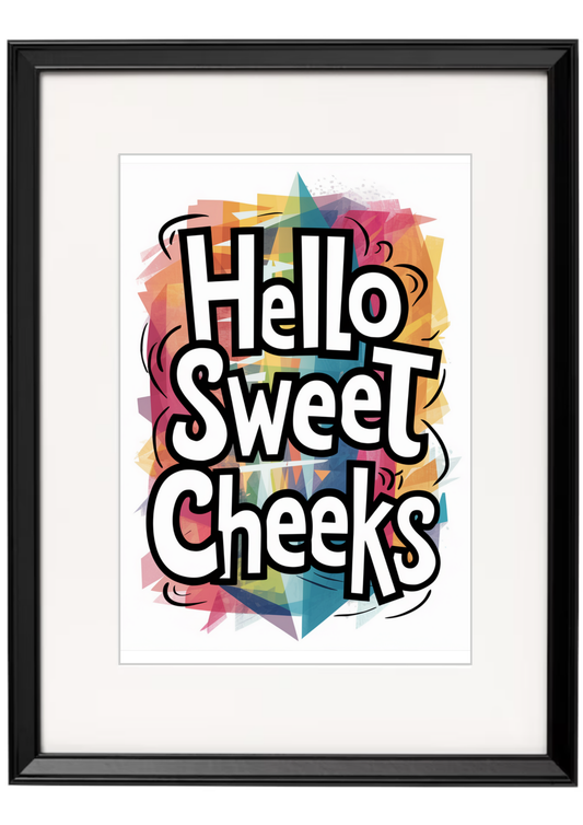 Bathroom Wall Art Hello Sweet Cheeks Framed