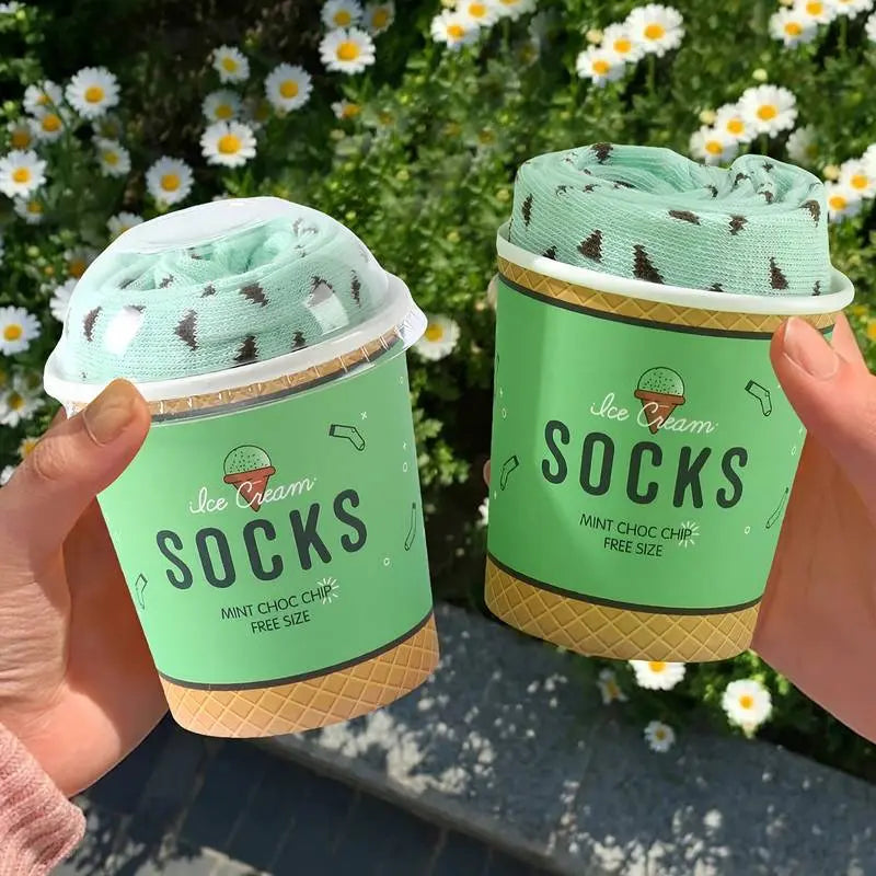 Ice Cream Socks In A Cup Gift Box Mint Green Socks