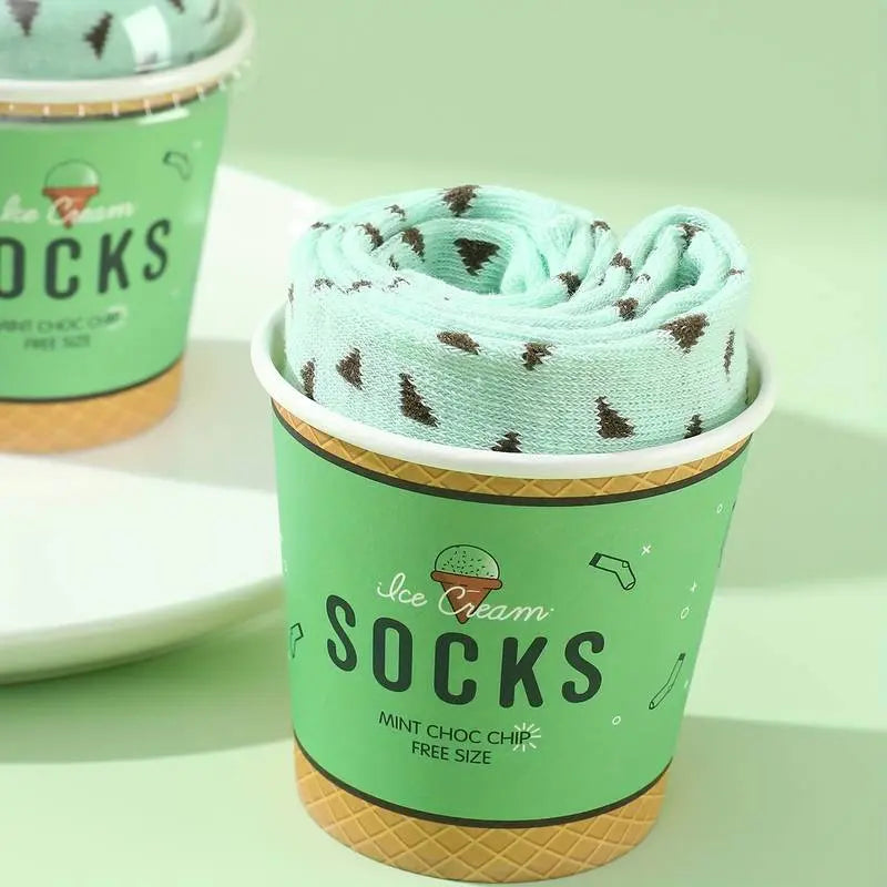 Ice Cream Socks In A Cup Gift Box Mint Green Socks