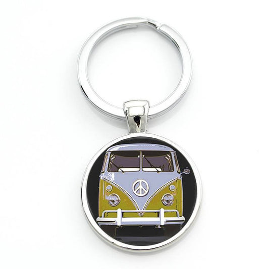 Mustard Green VW Style Camper Van Keyring