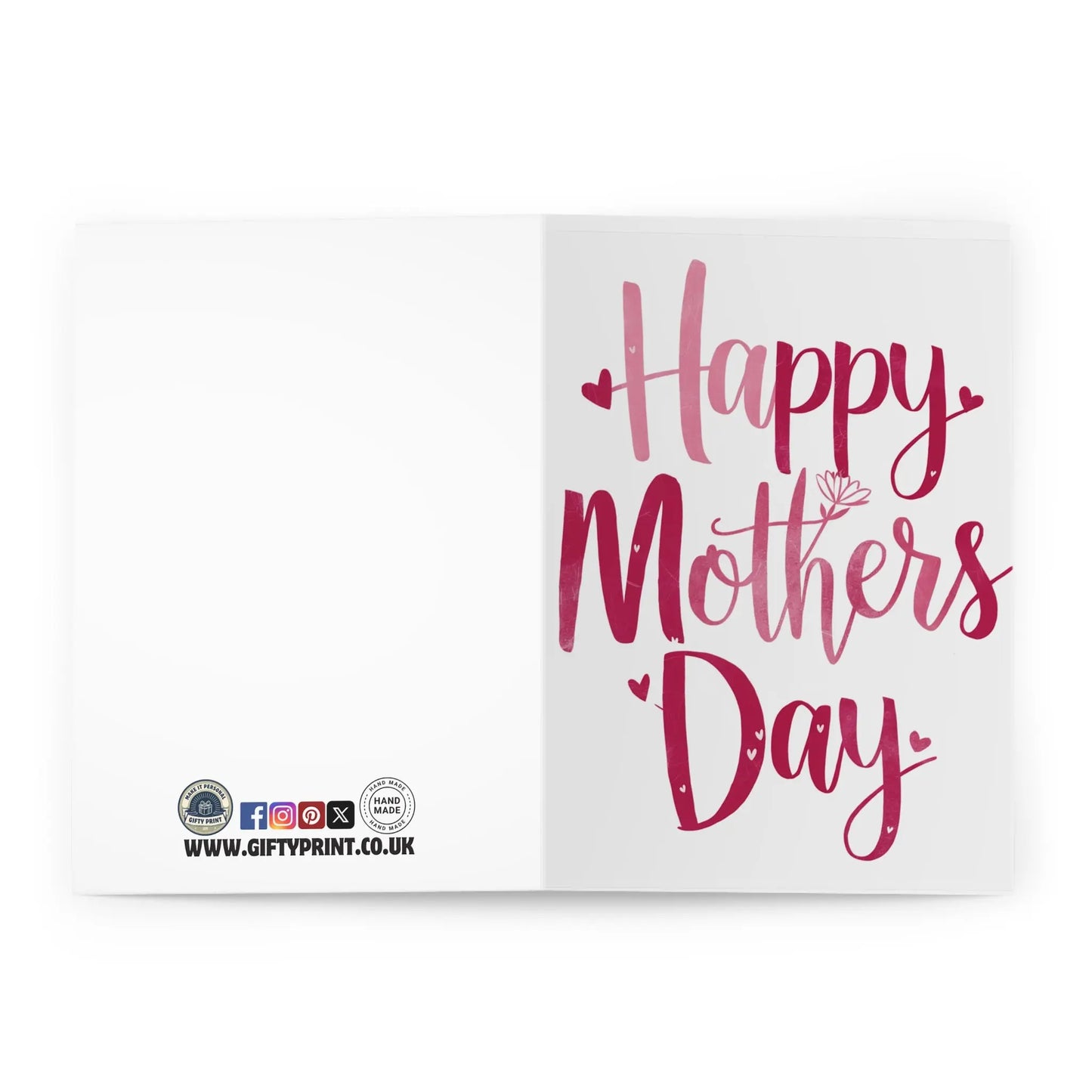 open view of Mothers Day Card Happy Mothers Day Red Heart Text