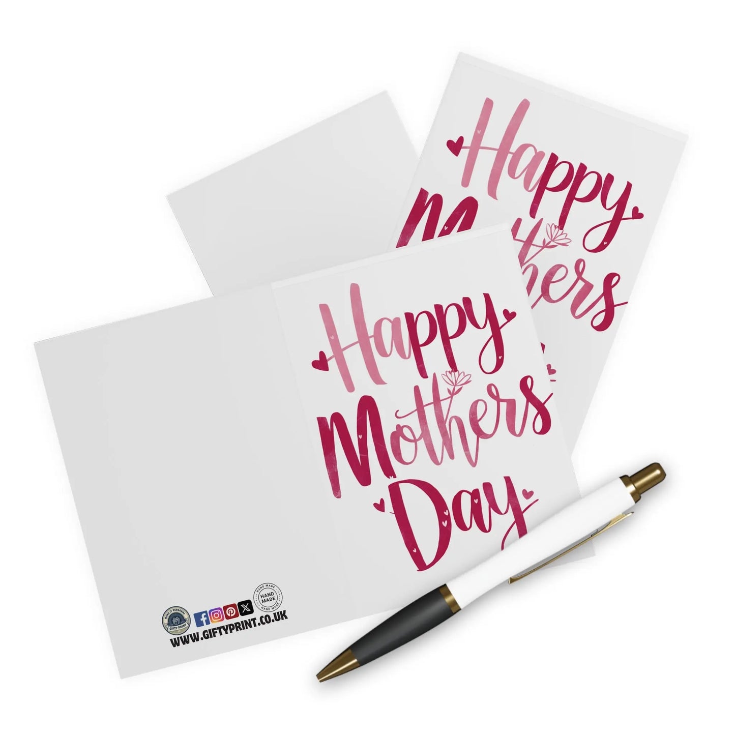 context view of Mothers Day Card Happy Mothers Day Red Heart Text