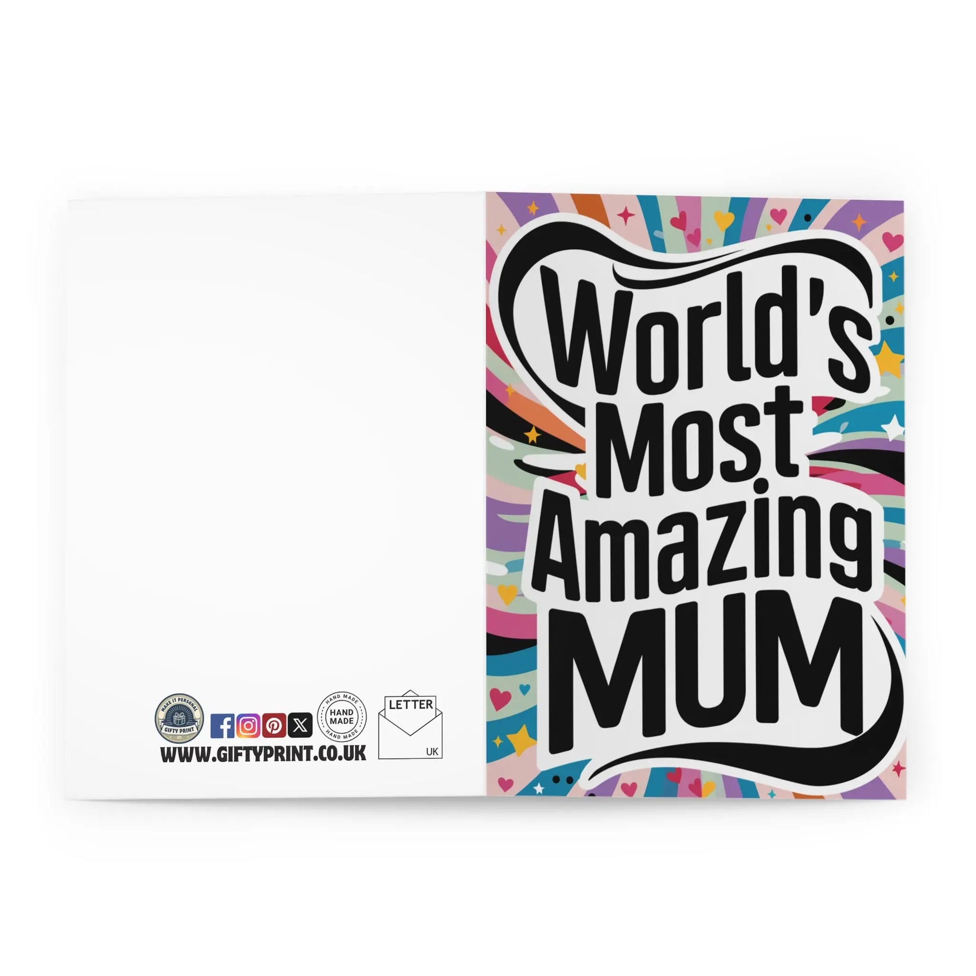 open view Mothers Day Card World's Greatest Mum Colour Design