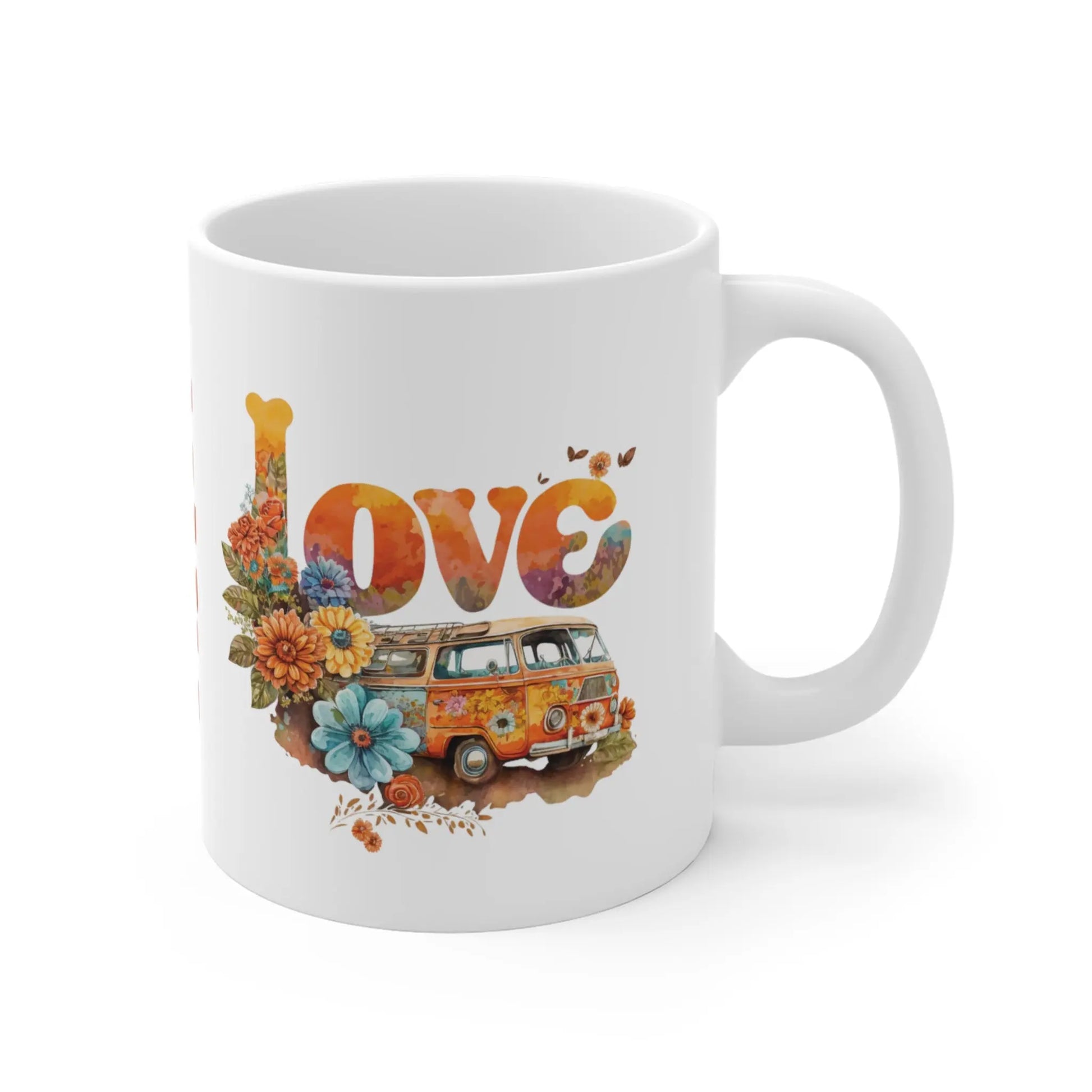 right side Mothers Day Mug Camper Van Love & Flowers