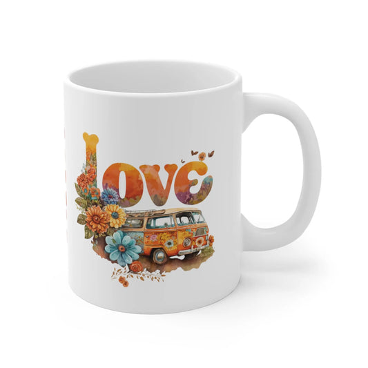 right side Mothers Day Mug Camper Van Love & Flowers