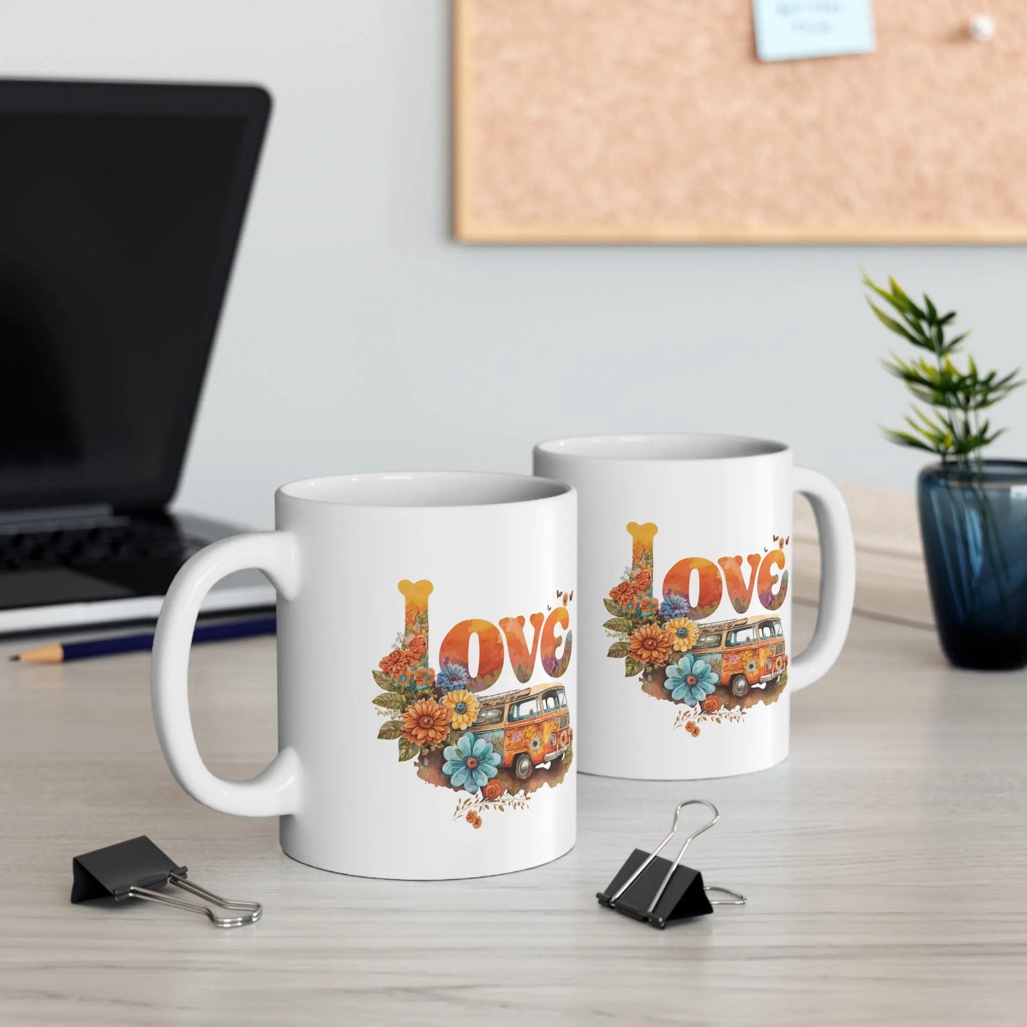 sides of Mothers Day Mug Camper Van Love & Flowers