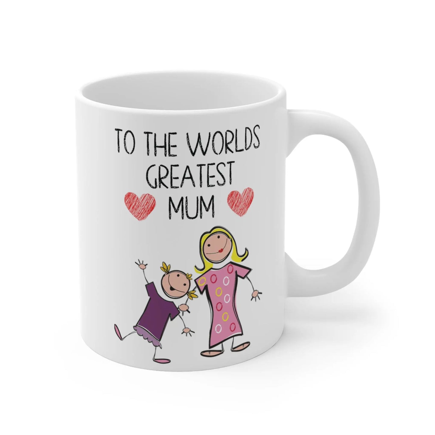 right side Mothers Day Mug Stick Family World's Greatest Mum