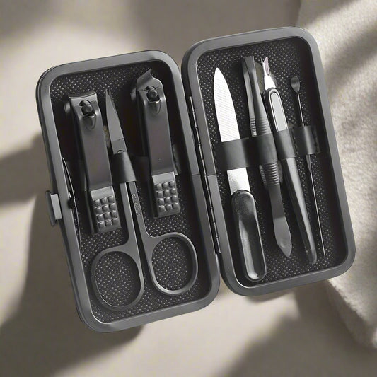 Black Executive Travel Manicure Grooming Set 7 Piece