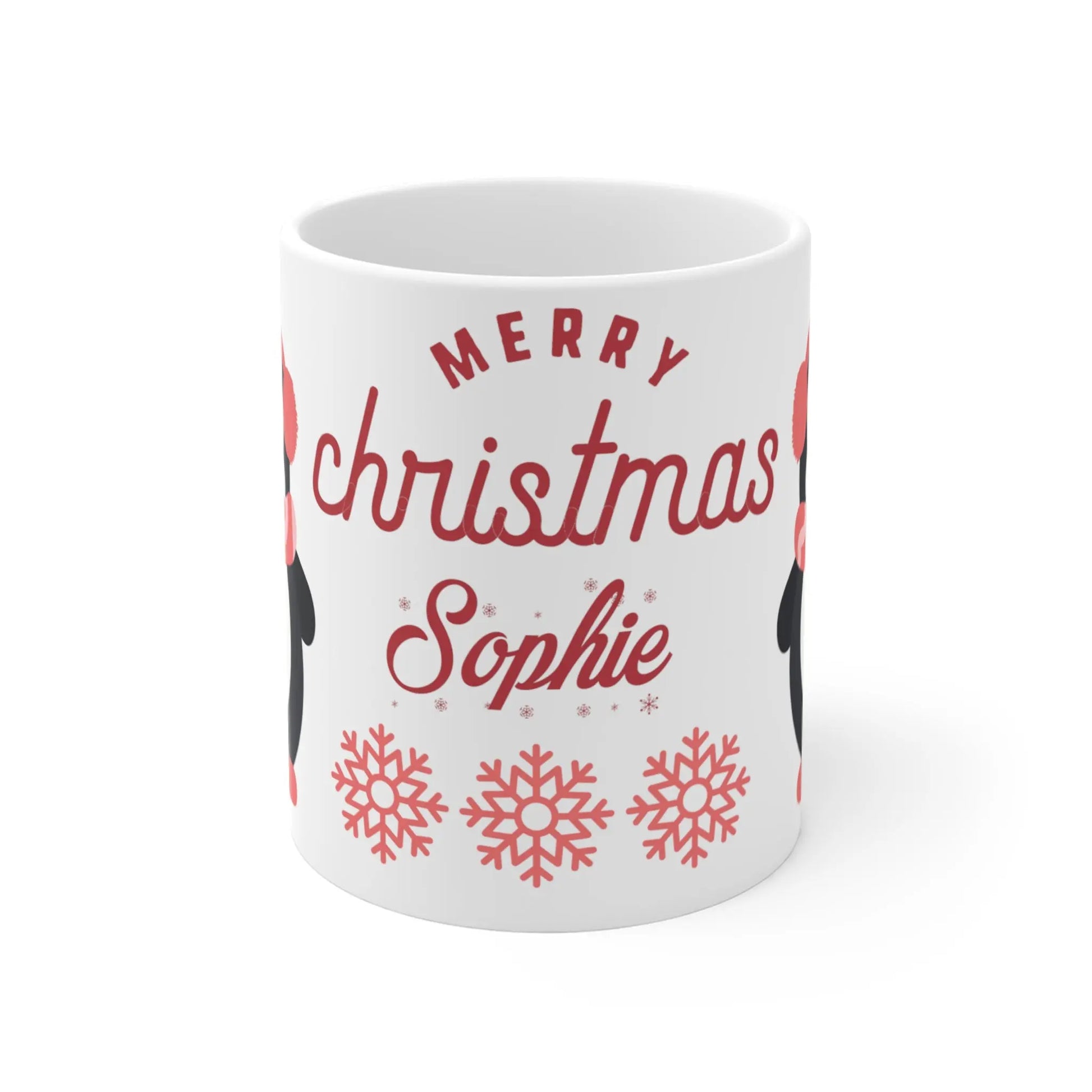 front Personalised Children's Christmas Mug Cute Penguin