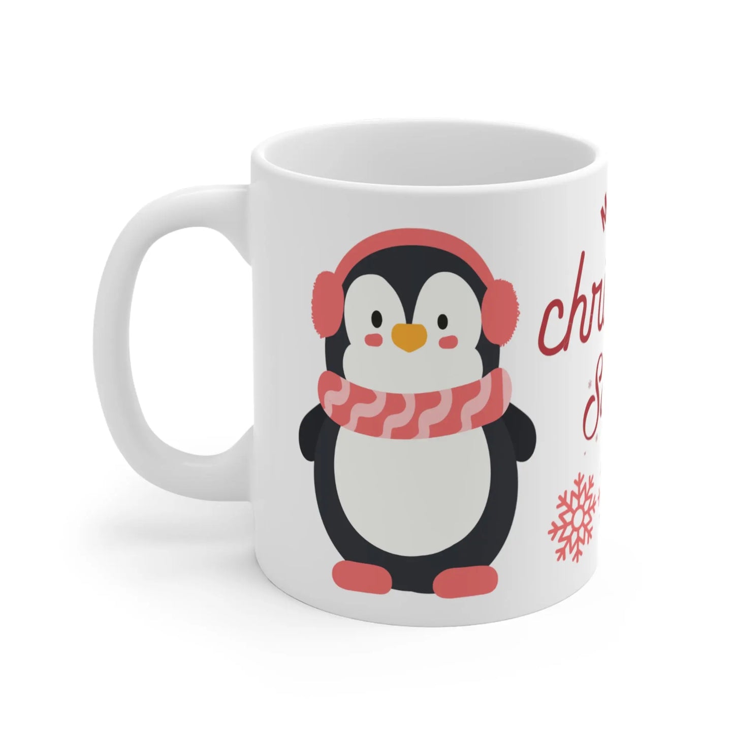 left side Personalised Children's Christmas Mug Cute Penguin