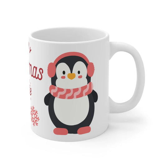 right side Personalised Children's Christmas Mug Cute Penguin