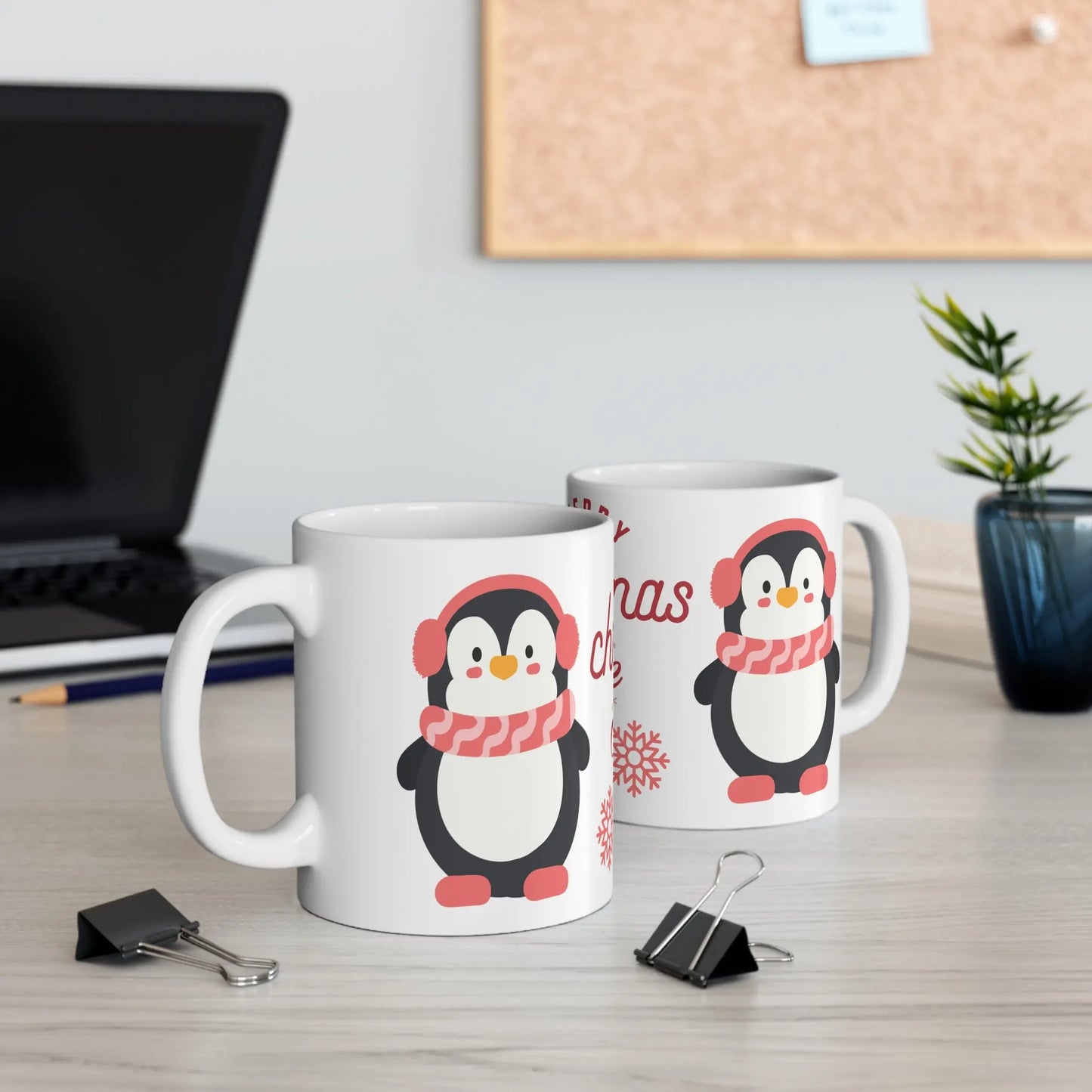 sides of Personalised Children's Christmas Mug Cute Penguin