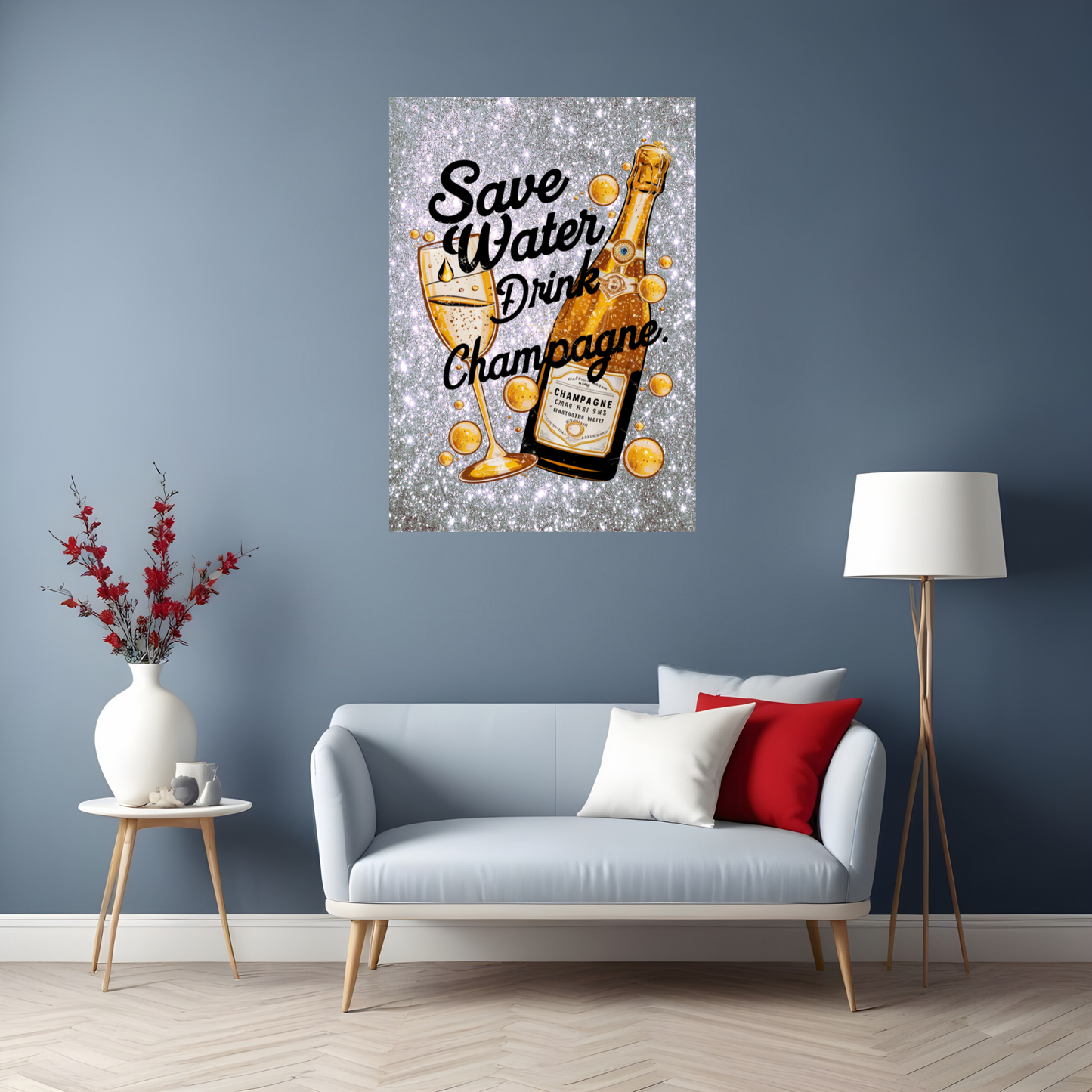 Save Water Drink Champagne Wall Art Print context