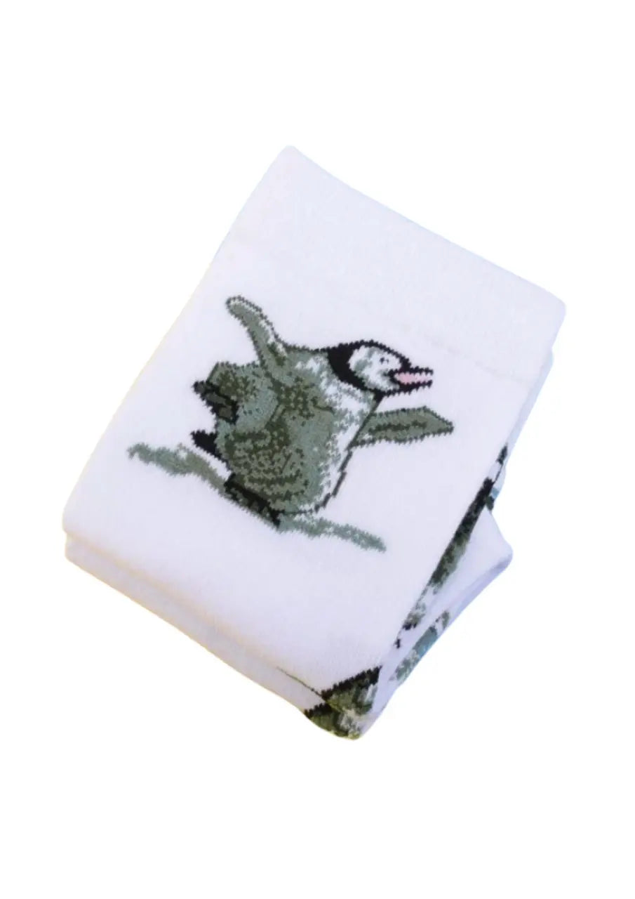 White Grey Black Cute Penguin Socks