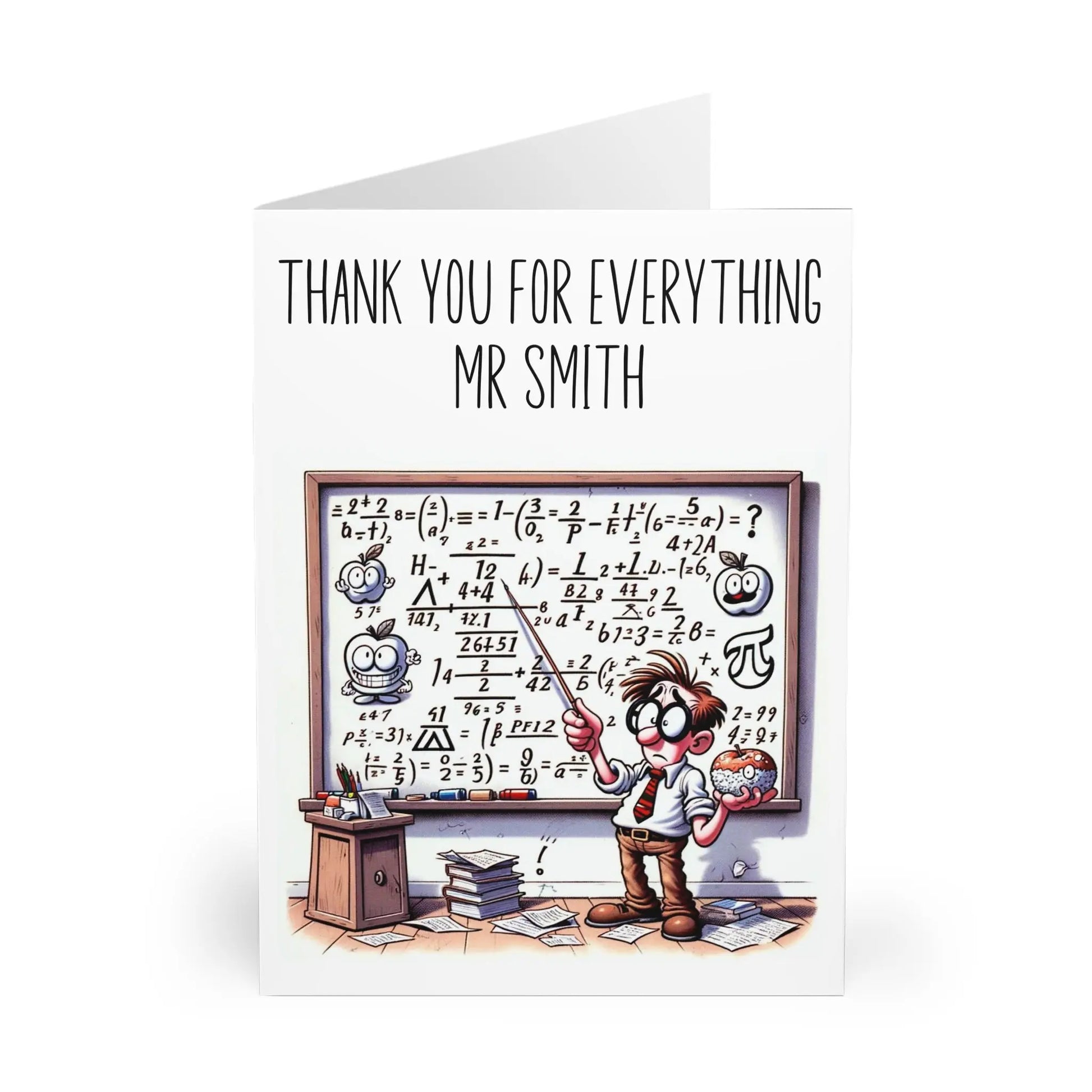 close up of Teachers Thank You Card Funny Male Teacher Cartoon